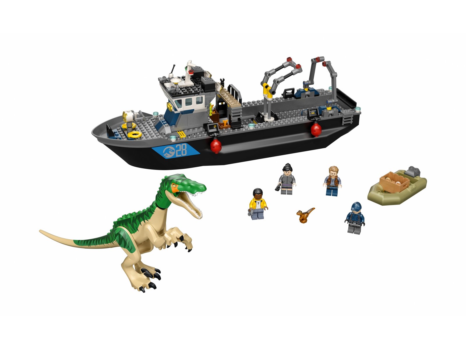 LEGO 76942 Barionyks i ucieczka łodzią